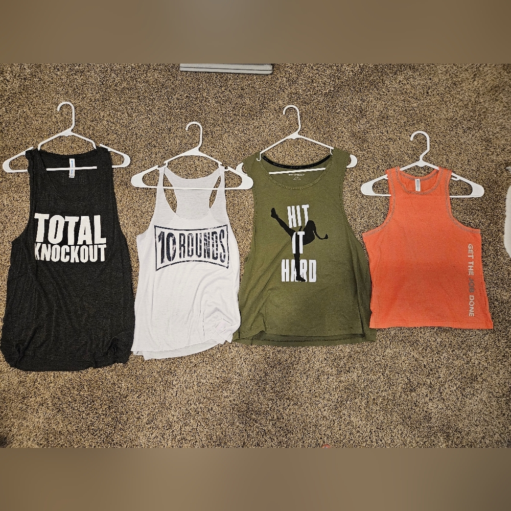 Beachbody Graphic Tank Tops in Black, White, Green, and Orange